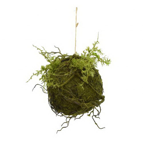 Hanging ball with artificial moss and branches